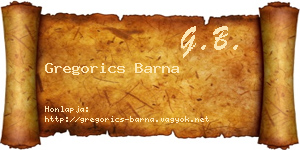 Gregorics Barna névjegykártya