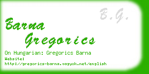 barna gregorics business card